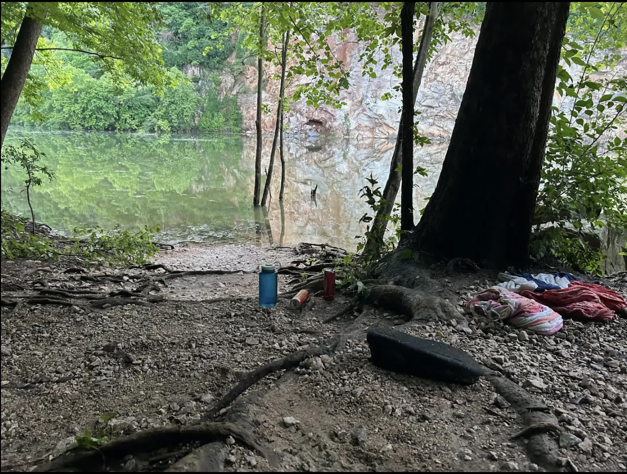 Mead’s Quarry lakeshore after the rockslide