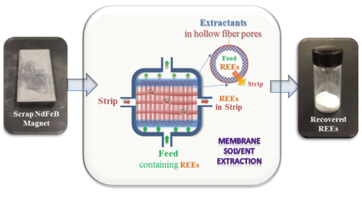 Membrane solvent extraction process schematic